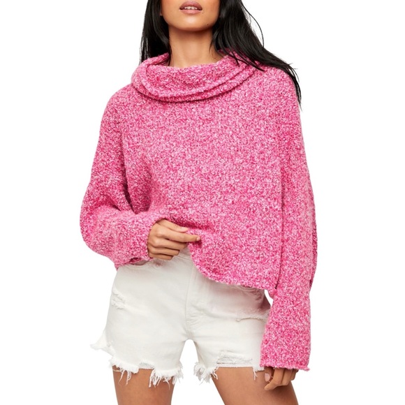 Free People BFF Cowl Neck Sweater in Pink - Picture 3 of 9